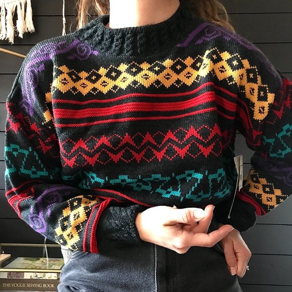 Vintage Sweaters - SOLD Vintage 1980s grandpa ski sweater grey Large